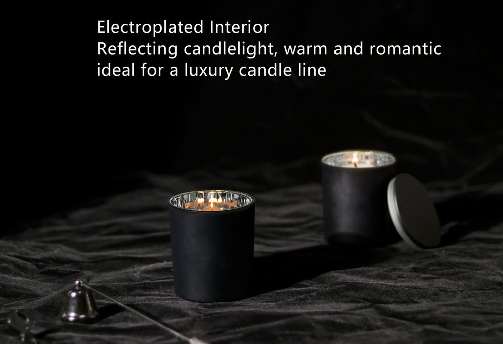 12 PCS Bulk Empty Candle Jars Electroplated Interior Metal Lids Silver Inner