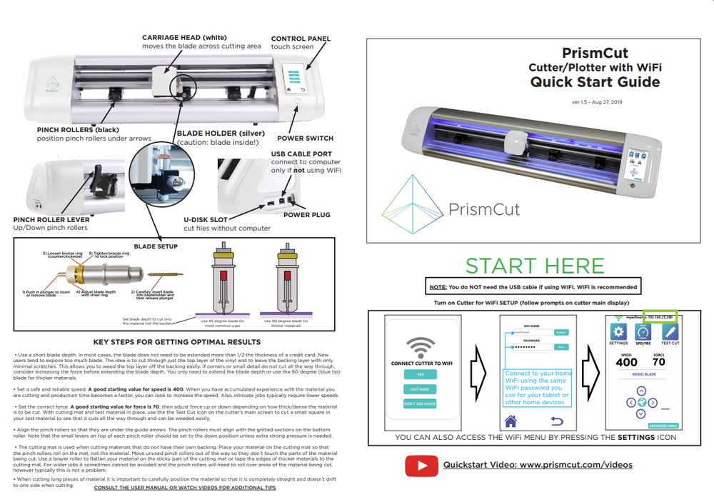 Wireless Craft Vinyl Cutter Plotter w/ Design & Cut Software - 20" P20 PrismCut