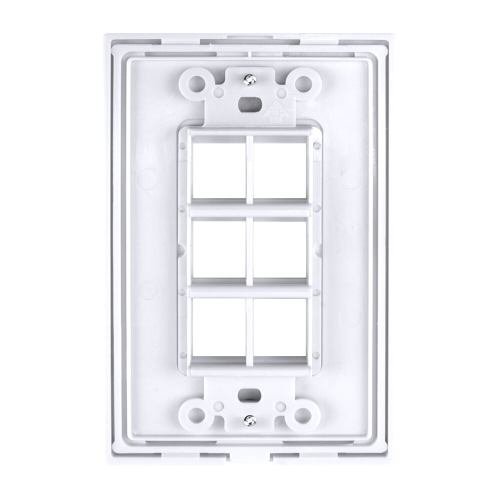 Construct Pro 6-Port Keystone Wall Plate with Screwless Face (White)