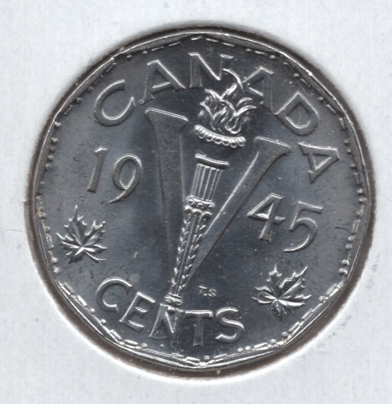 1945 Canada 5 Cents Coin - UNC