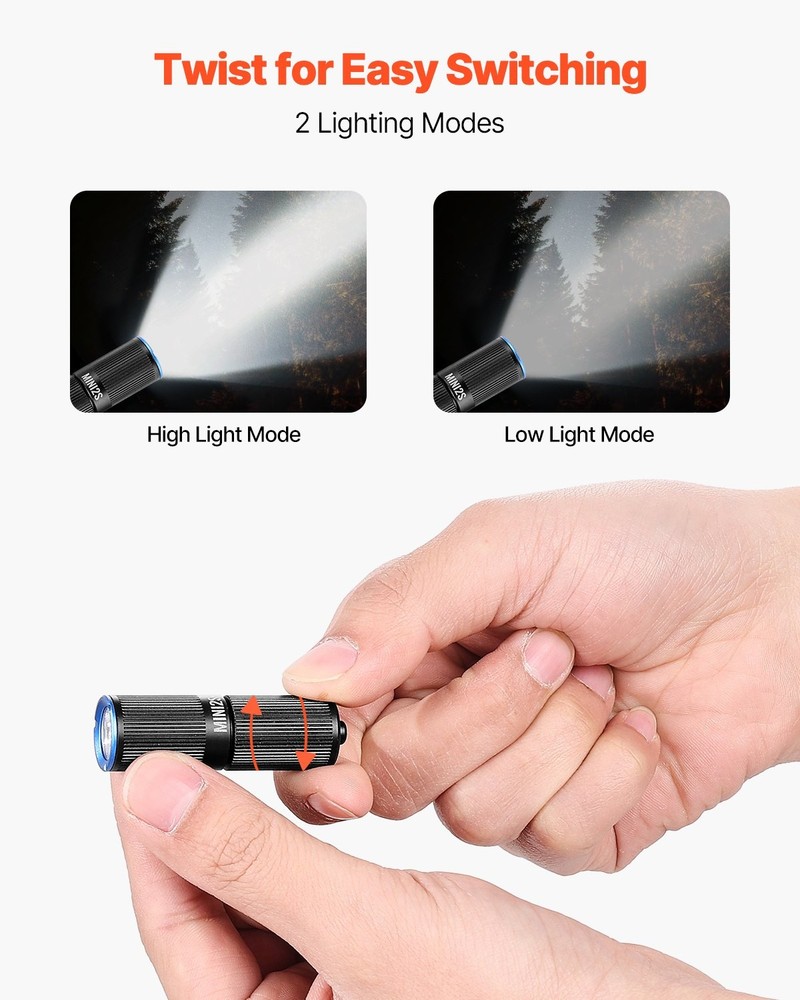 Keychain Flashlight Rechargeable Mini LED Flashlight 200 High Lumens Pocke