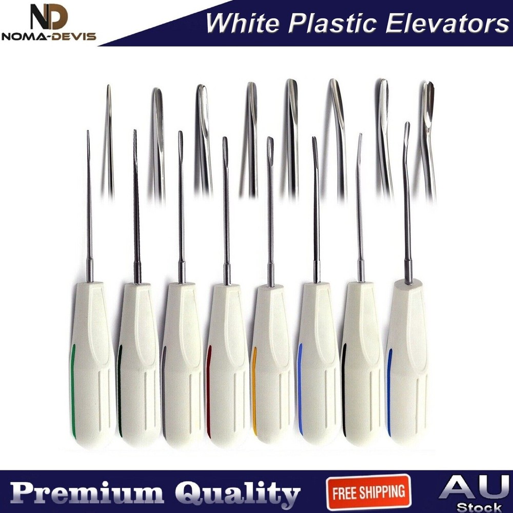 Surgical White Plastic Elevator Set of 8 Luxating Root Extracting Oral Surgery