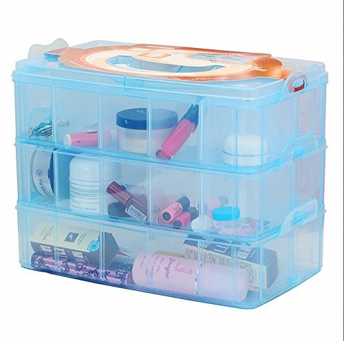 Kamay's Large 3 Tier Stackable L, 3 30 Compartments Blue