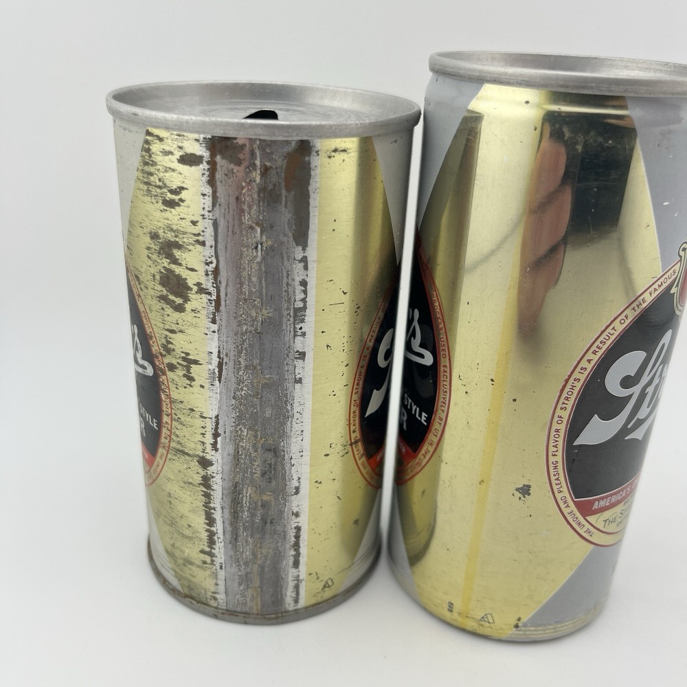 VINTAGE STROH'S BOHEMIAN STYLE PULL- TAB 12 OZ. EMPTY BEER CANS