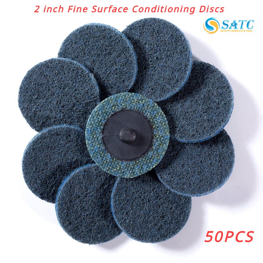 50 Pack 2 Inch Non-Woven Roll Lock Sanding Discs Surface Conditioning Fine Grit