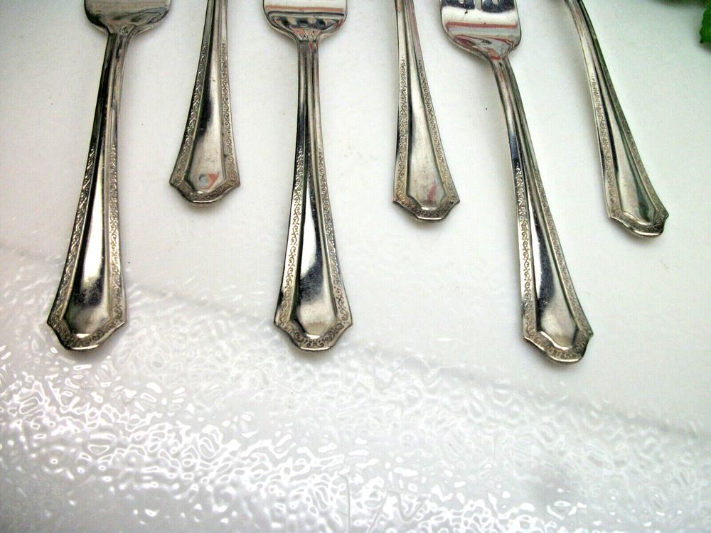 6 Home Crest Silver HCS1 Silverplate Salad Forks
