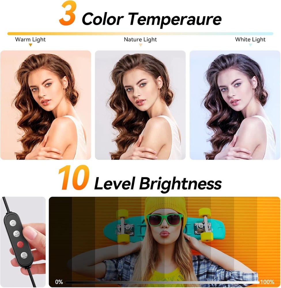 12" Ring Light with 63" Tripod Stand Selfie Remote for Makeup, Live Stream