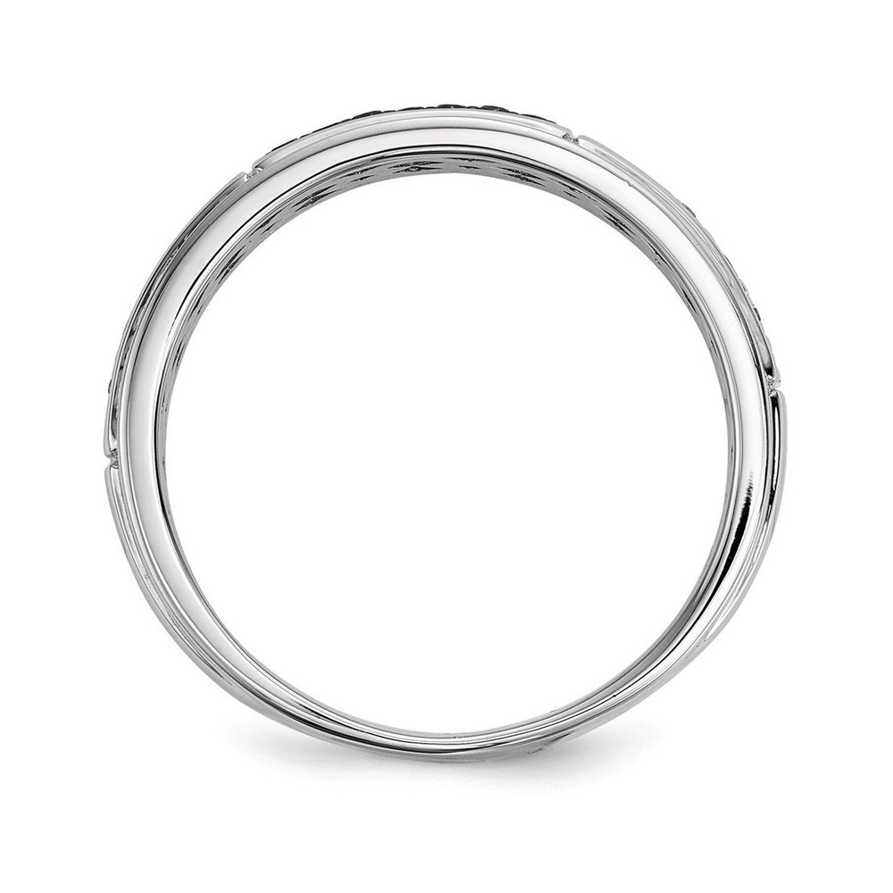 Solid 925 Sterling Silver White & Black Diamond Men's Ring (6mm) (1/8ct.) 10