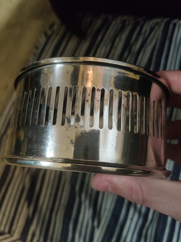 Silver-Plated Round Wine Coaster Dish with Formica Base