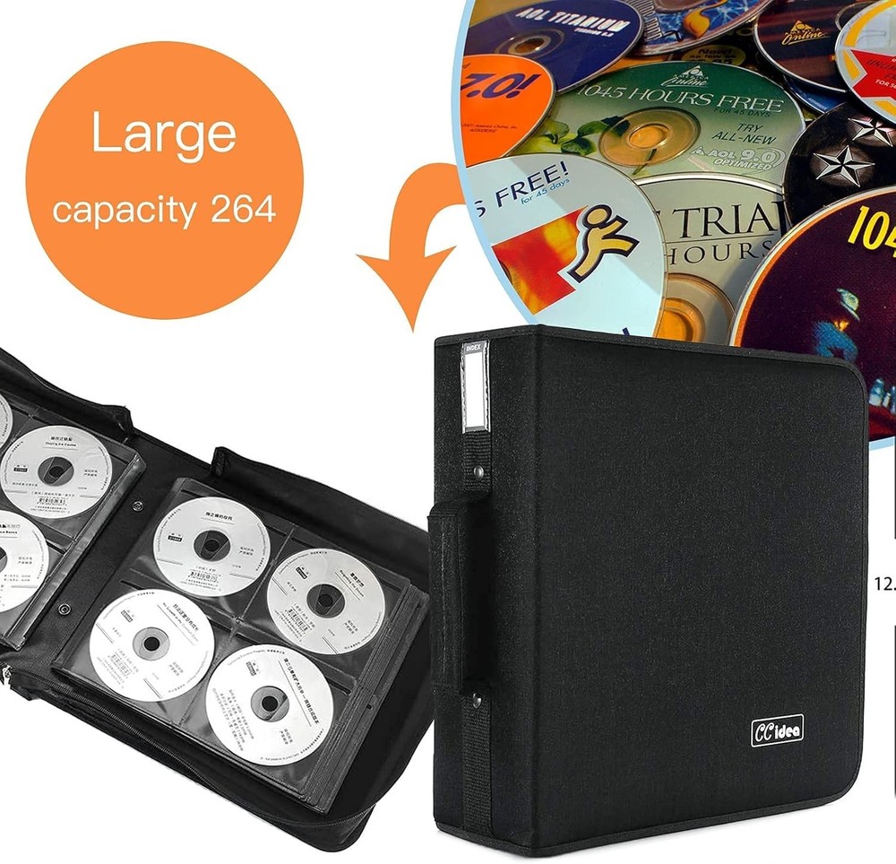 CD Case DVD Case Storage Holder-264 Capacity,Media Binder, CD Wallet, Disc Bo...
