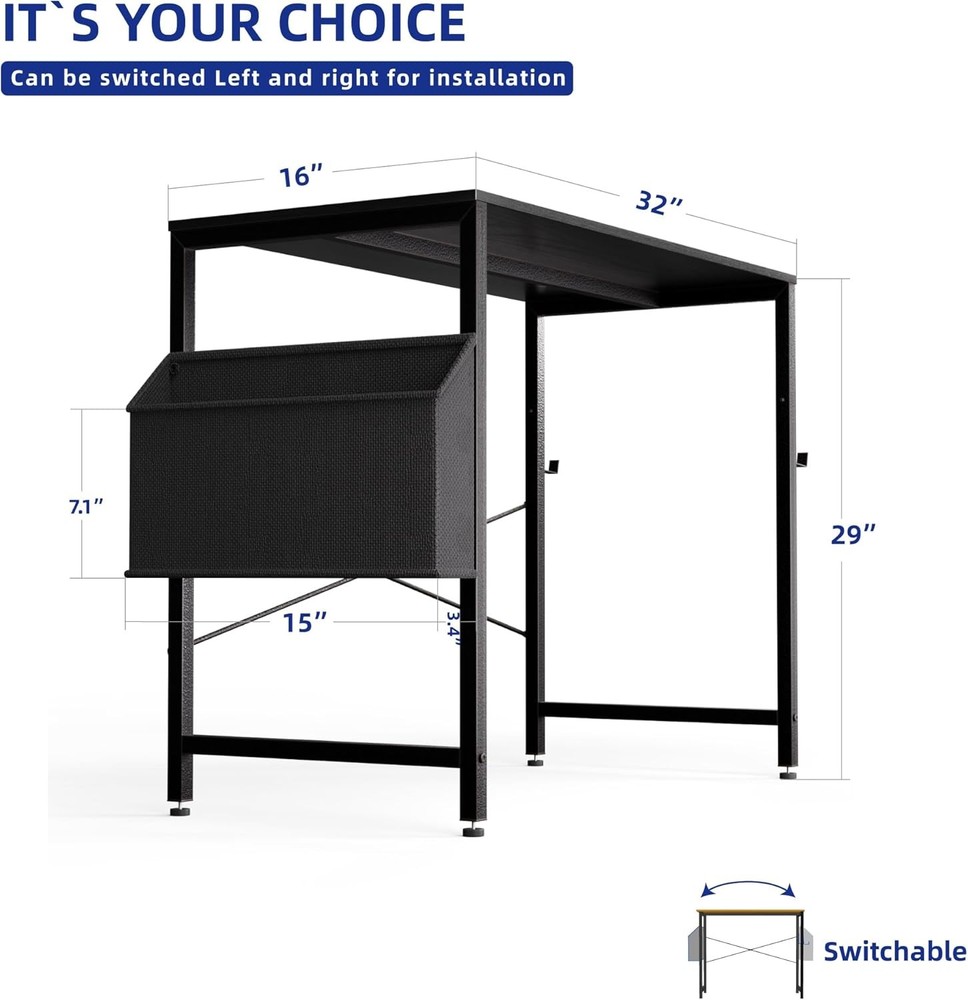 32 Inch Computer Desk Small Spaces W/ Storage Bag Home Office Work Desk Table