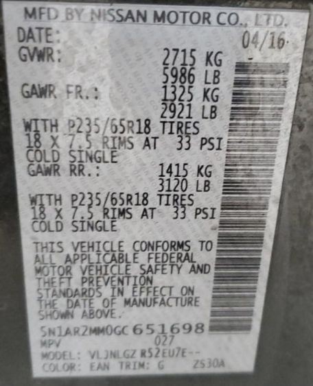 Passenger Camera/Projector Radar Unit Fits 16-17 PATHFINDER 265361
