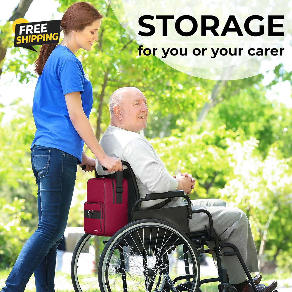 Deluxe Wheelchair Bag – Storage Backpack for Adults – Hangs Securely
