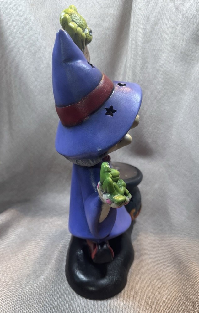 Vtg Halloween Witch Cauldron Brew Ceramic Mold Figurine Decor