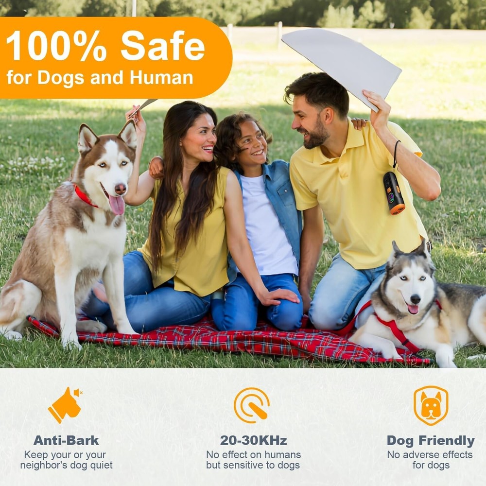 Dog Bark Deterrent Device, Ultrasonic Barking Silencer, 50Ft Range, 3 Modes