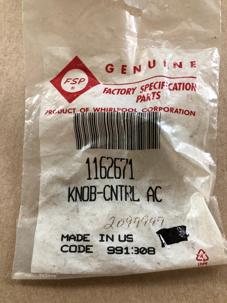 Whirlpool # 1162671 Knob - AC