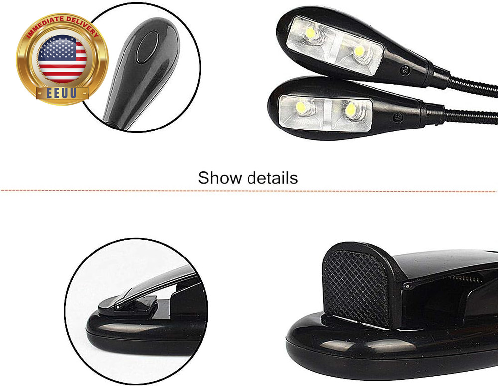 Double-Head Clip Light/Reading Light/Night Light Clip for Table, Headboard and C
