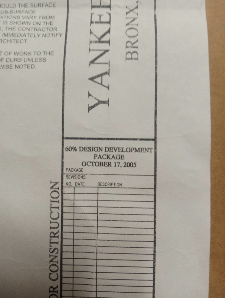 Yankee Stadium 2005 Site Grading Plan ("Blueprint")