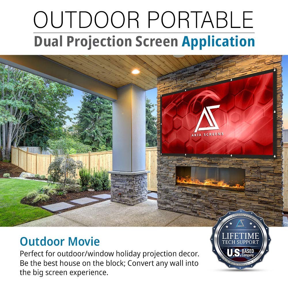 120" Dual Projection Projector Screen, 16:9 Front & Rear, Portable Foldable A...