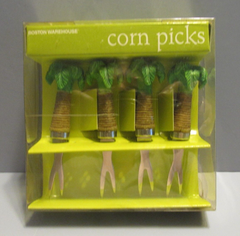 Set of 4 Boston Warehouse "Palm Tree" Corn Picks - 2004