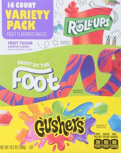 Fruit Roll-Ups, Fruit by the Foot, Gushers, Snacks Variety Pack, 16 ct
