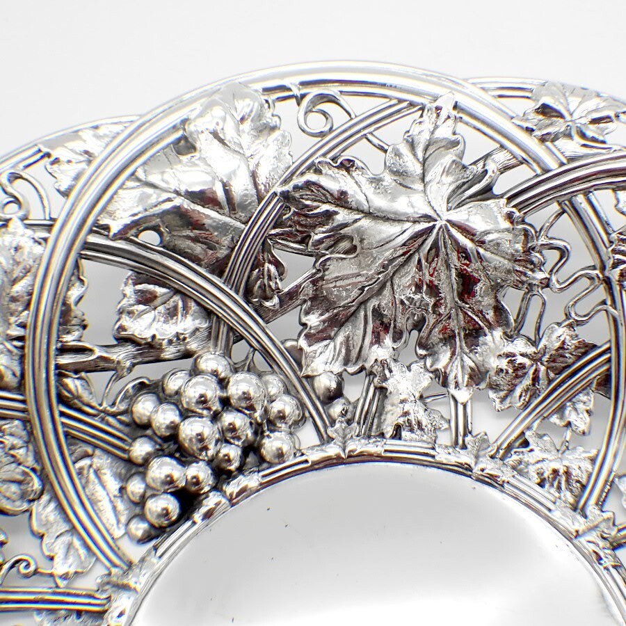 Open Work Grape Decorated Bowl Whiting Sterling Silver 1908