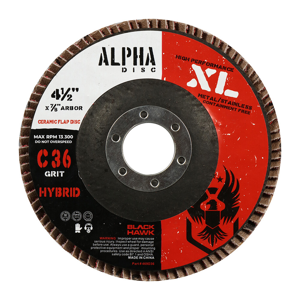 5 Pack - 4.5" x 7/8" XL 60 Grit High Performance Ceramic BHA Alpha Flap Discs