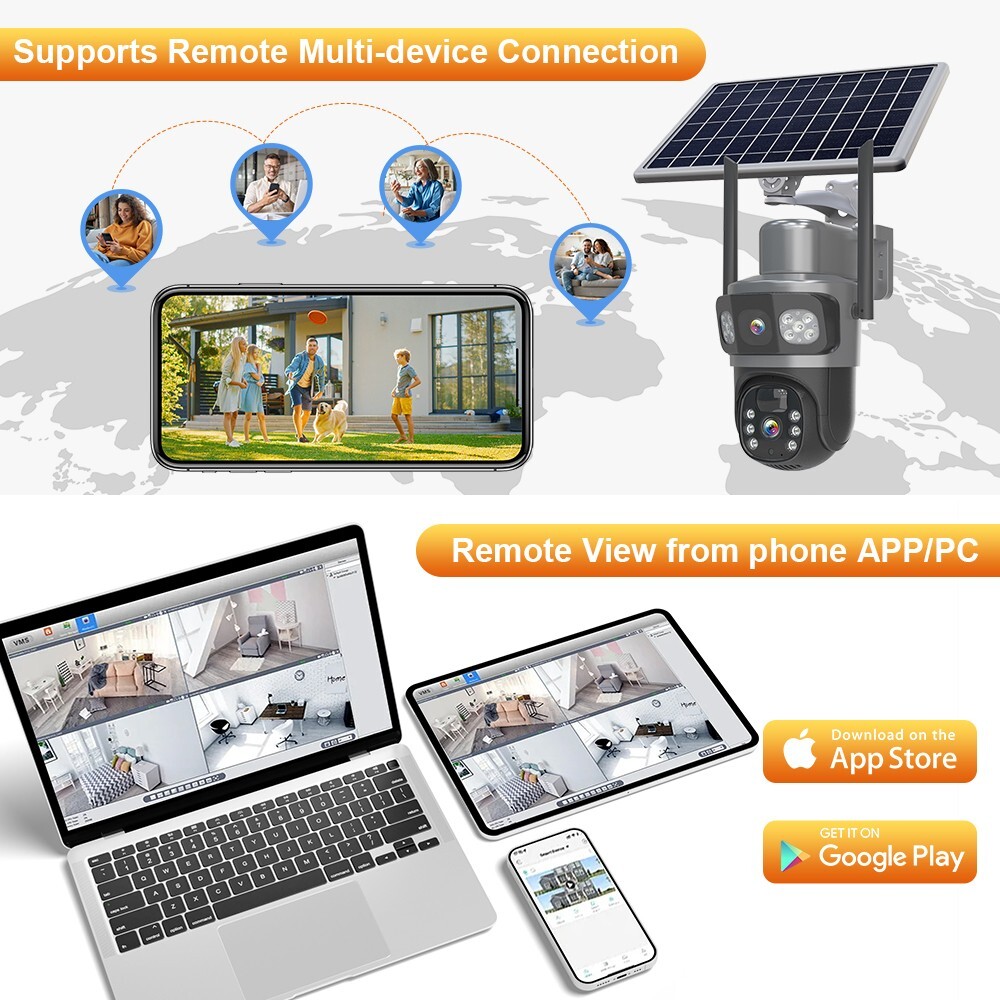 4MP Solar Battery Powered Wireless Security Camera System Outdoor Home Wifi
