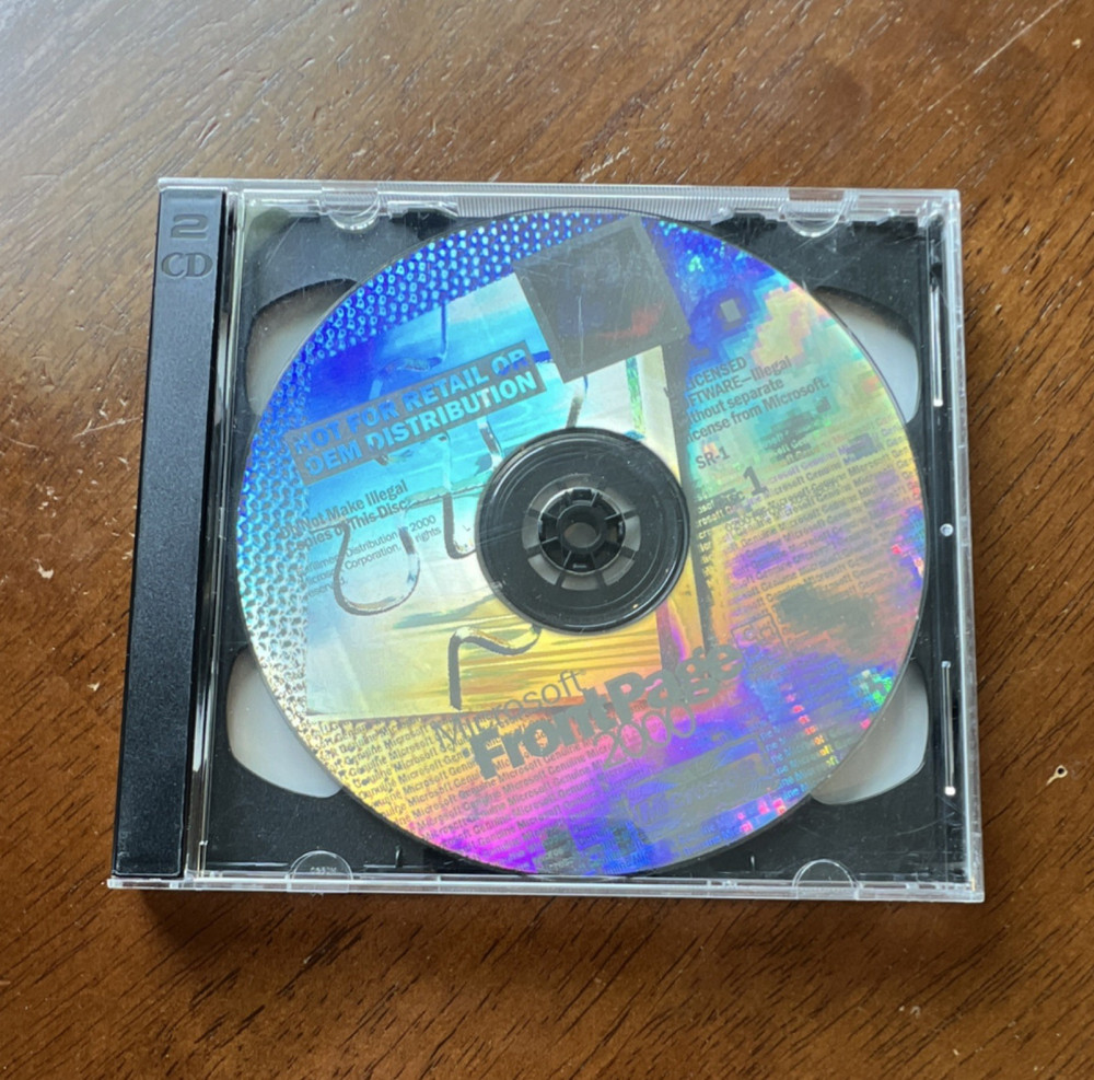 Microsoft FrontPage 2000 Web Publishing CD Disk 1-2  Vintage Collectors Item