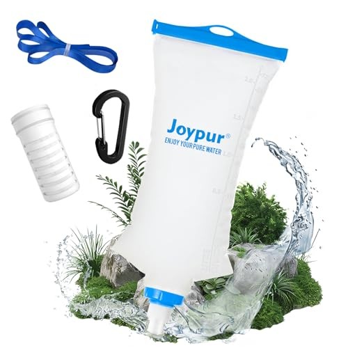 Gravity Water Filter Camping, Survival Water Filtration System, 2000ml Blue-2L