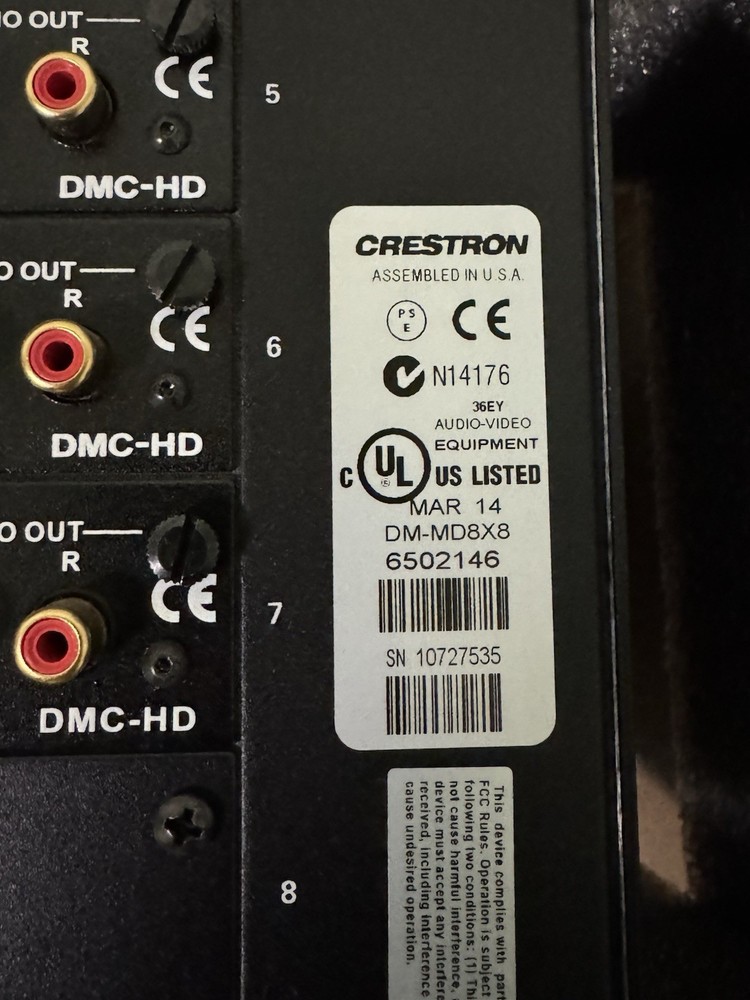 Crestron DM-MD8X8 DigitalMedia Switcher + Touch Panel + AV Modules Bundle