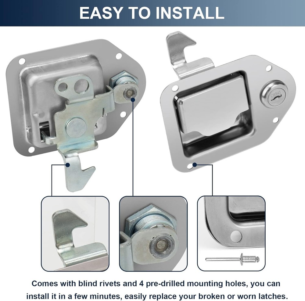 Truck Tool Box Latch Replacement Stainless Steel Toolbox Paddle Lock silver