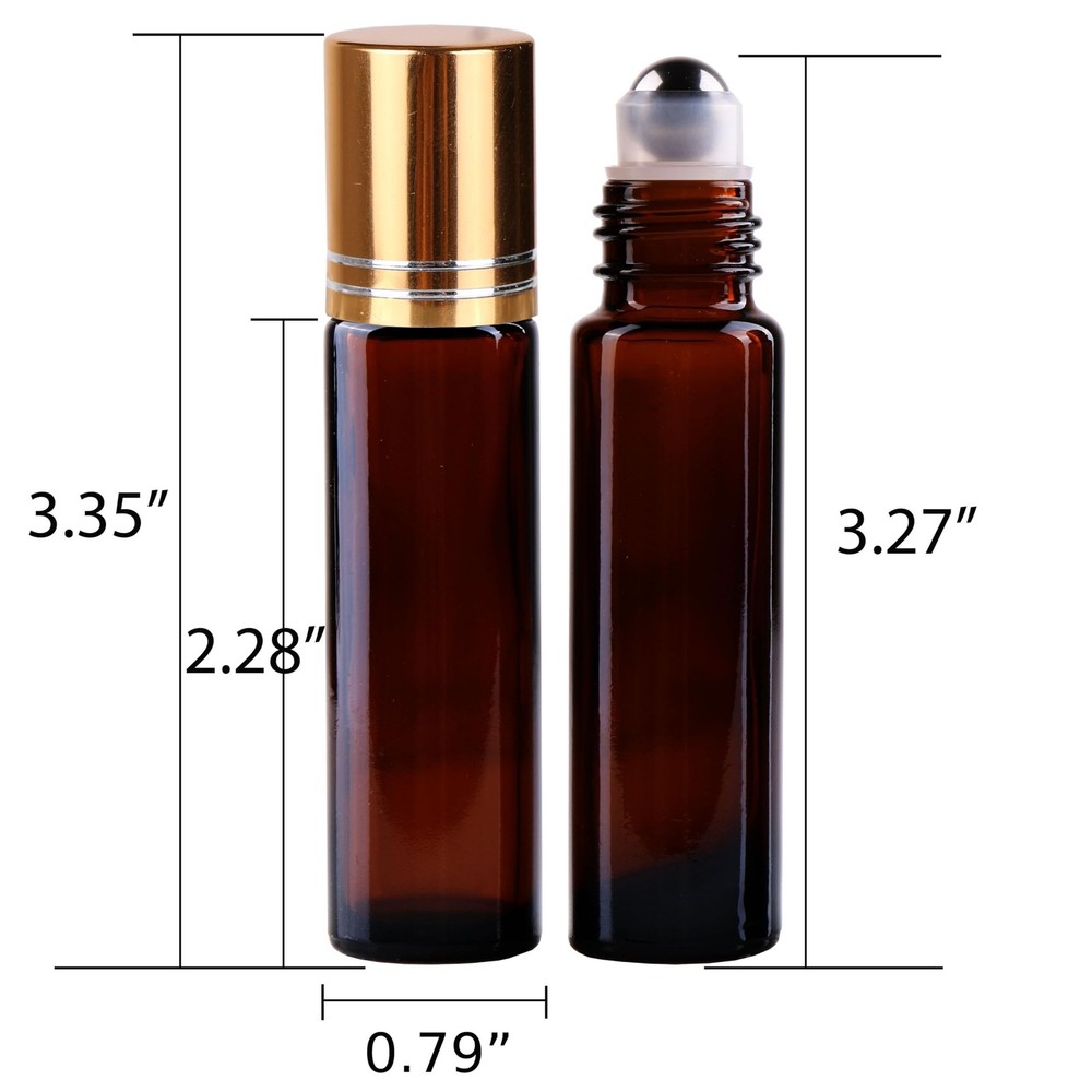 inice 24 Pack Roller Bottles for Essential Oils, Amber Galss 10ml Roll On Bot...