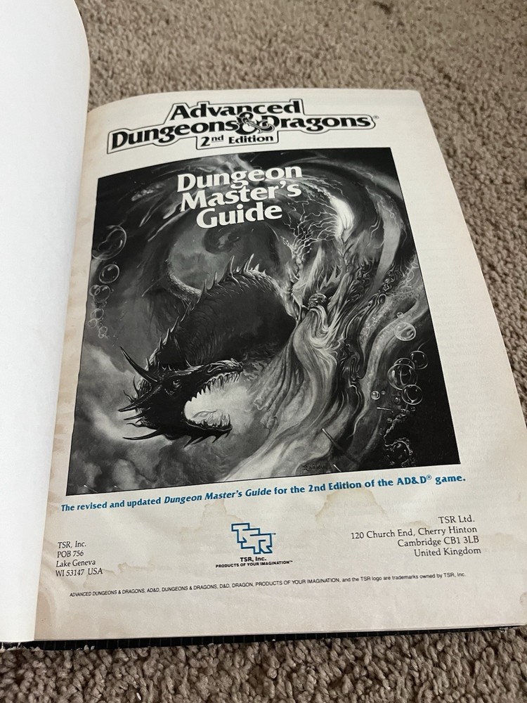 Advanced Dungeons & Dragons Dungeon Master's Guide 2nd Edition TSR #2100 1989