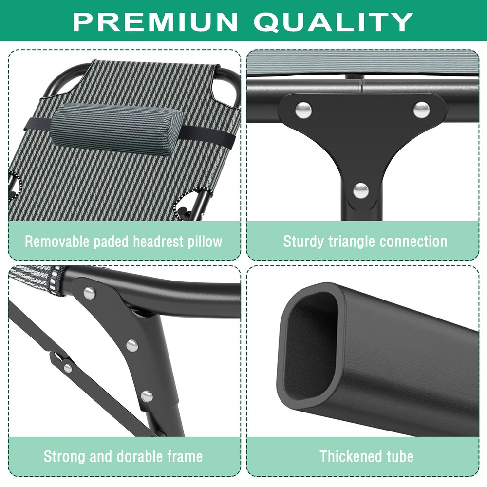 Begonia.K Camping Cot 4 Position Adjustable Folding Tri-Bed w/Mat Travelling