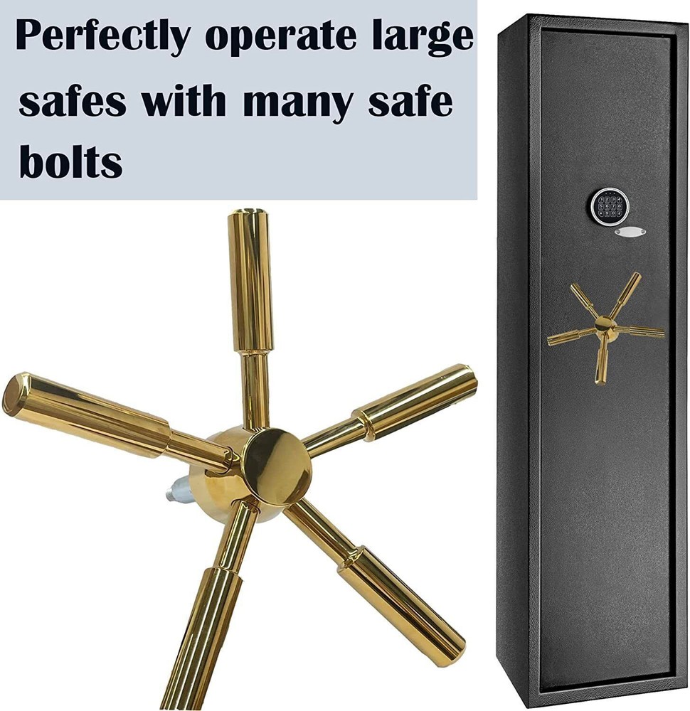 Gun Safe Handle - 5 Spoke Handle With Gold Finish Safe Handle Spoke