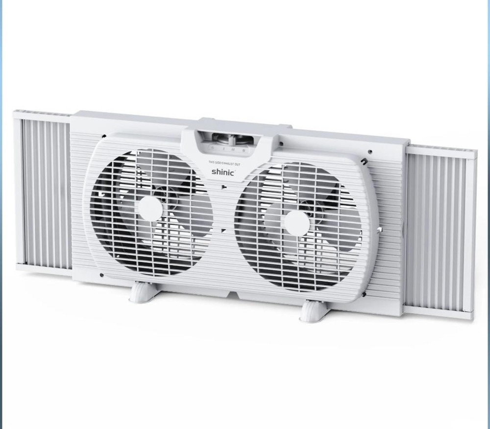 Shinic 9" and 3 Speed Double Window Fan with Extractable Insect Screen