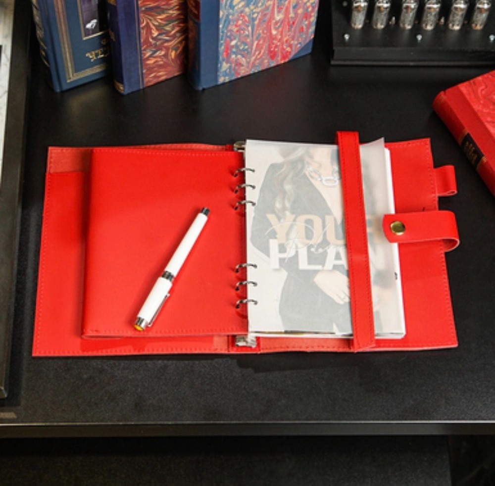 Leather notebook cover A5 light classic collection squared grid pages 2026.