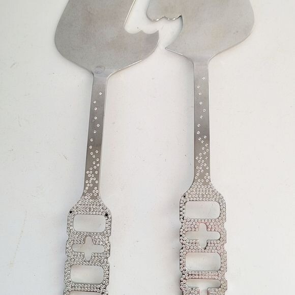 Yaang Stainless Steele and Rhinestone Accent Connecting Hearts Cake Server