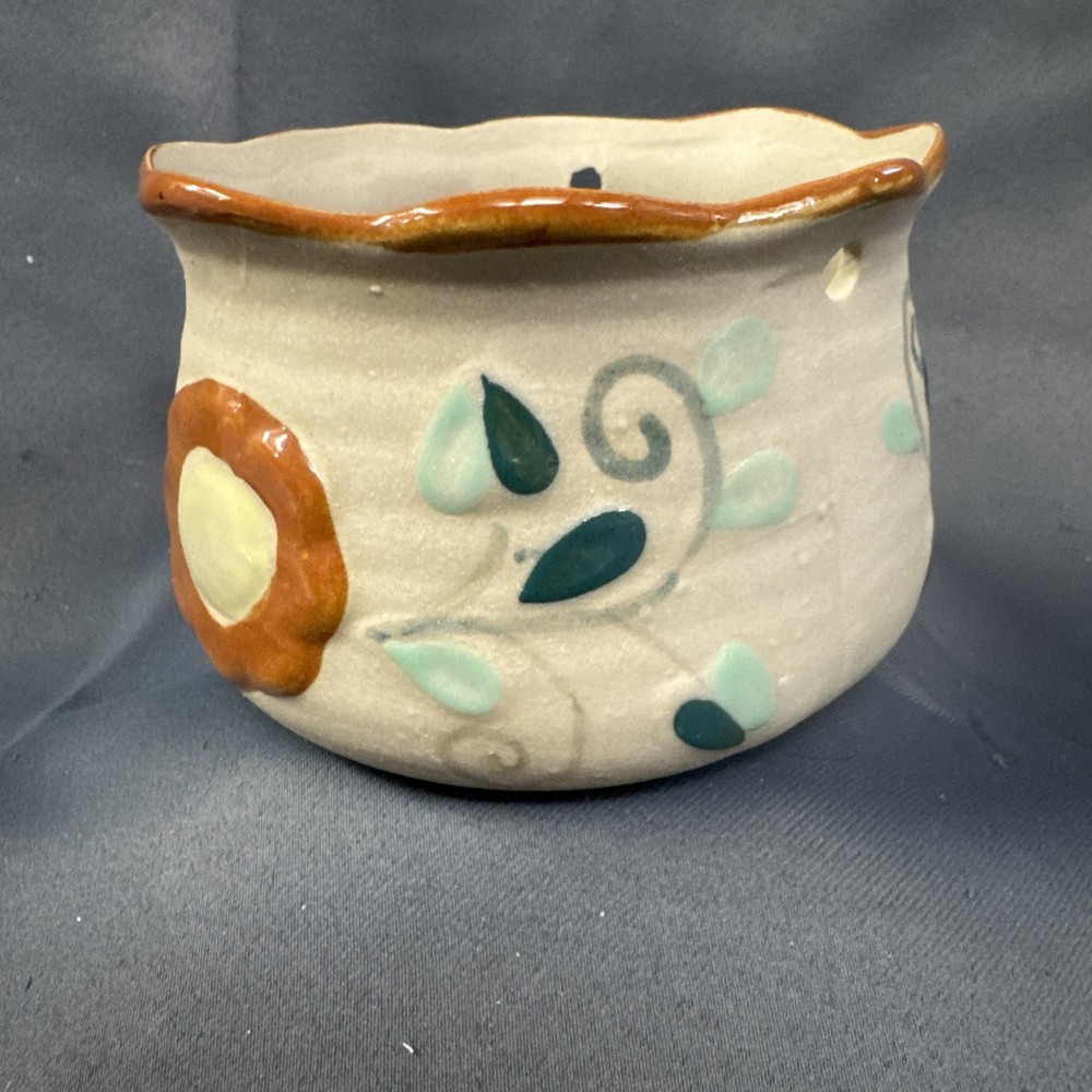 Art Pottery - Hand Painted - Floral Pattern Clay Planter