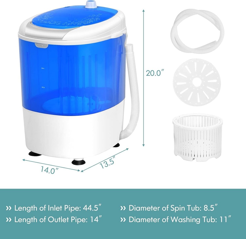 Energy Efficient Mini Washer & Spinner Combo - 5.5lbs Capacity, Portable Design