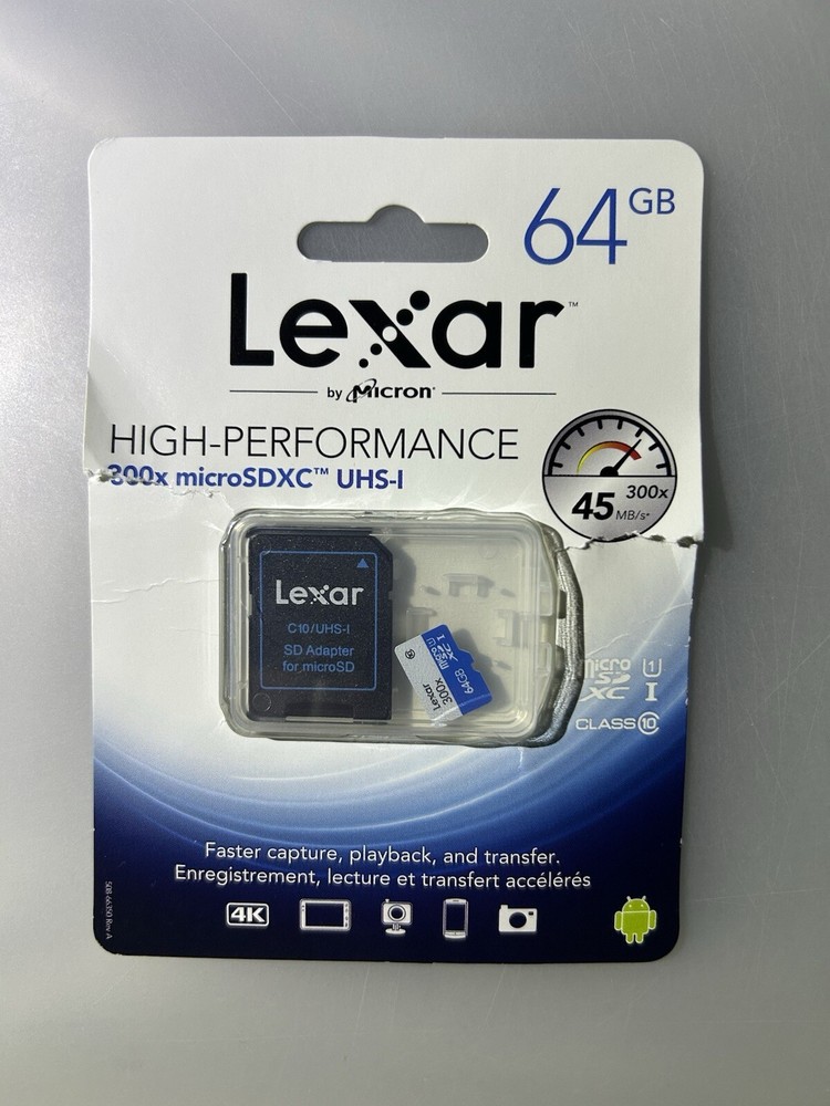 LEXAR- 64GB, High Performance 300x microSDXC, UHS-1