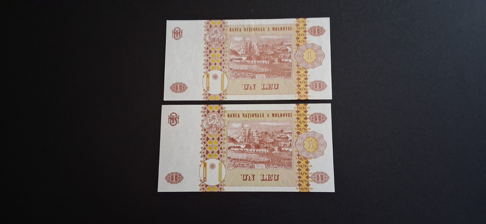 Moldova 1 Leu Banknotes 2002 & 2010 Unc