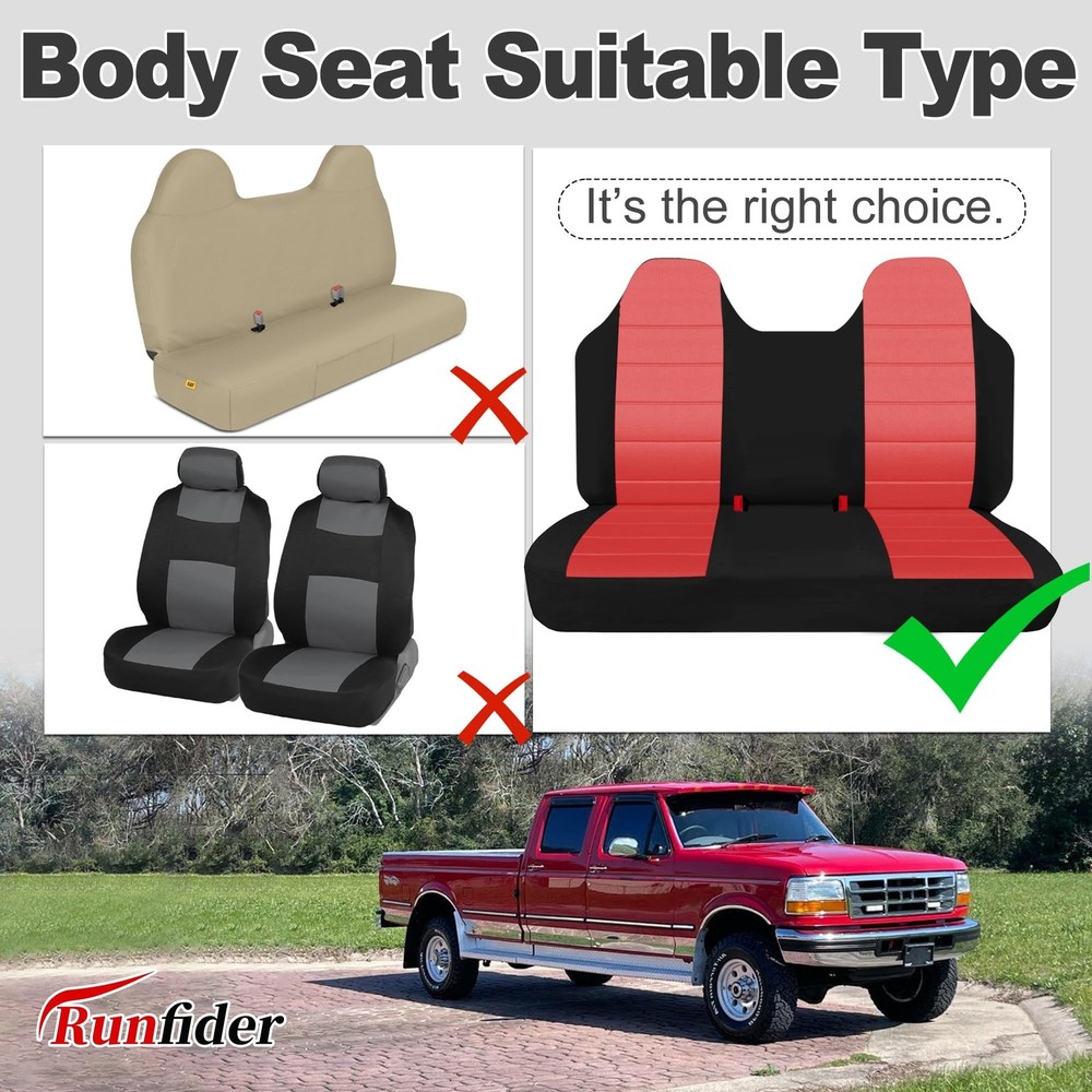 Thickened Oxford Cloth Front Solid Bench Seat Covers with Molded Headrests fi...