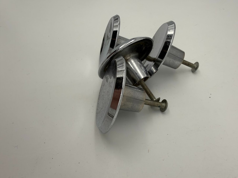 Vintage Chrome Cabinet Drawer Pull Knobs Mid Century 1. 5" Diameter Lot Set 4