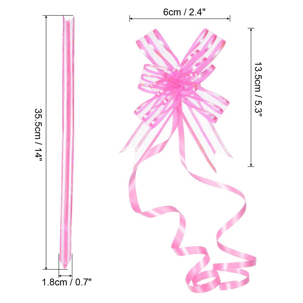 40Pcs 2.4" Chiffon Pull Bows Present Wrapping String Bows Ribbon Pink