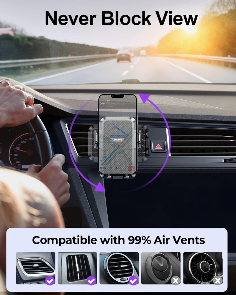 Car Phone Holder, [Thick Cases Friendly] Holder Mount, vent