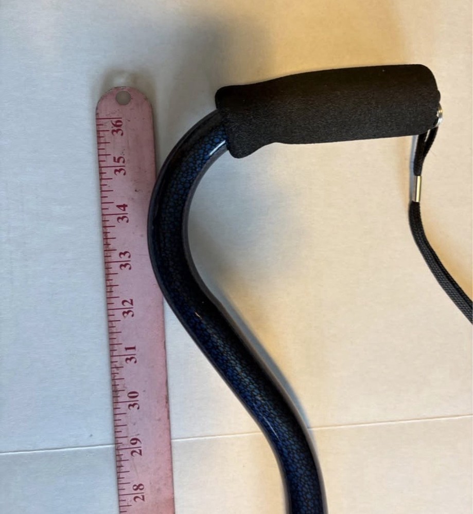 Adjustable Ice Blue Aluminum Offset Walking Cane