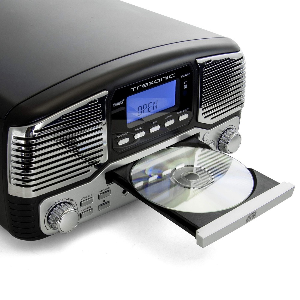 Trexonic Retro Record Player with Bluetooth, CD Players and 3-Speed Turntable...