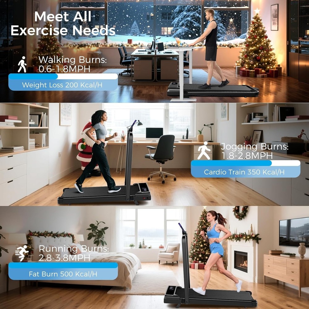 Multifunctional Foldable Treadmill - 350lbs Capacity